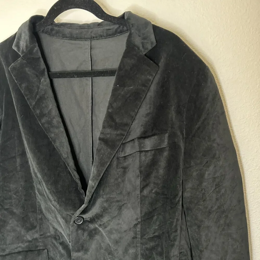 THOMAS DEAN Mens Blazer Sport Coat Casual Jacket Size 44L Classic Velvet Cotton